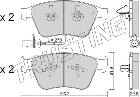 Trusting 1253.0 - Тормозные колодки, дисковые, комплект autospares.lv