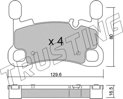 Trusting 1260.0 - Тормозные колодки, дисковые, комплект autospares.lv