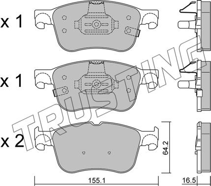 Trusting 1205.0 - Тормозные колодки, дисковые, комплект autospares.lv