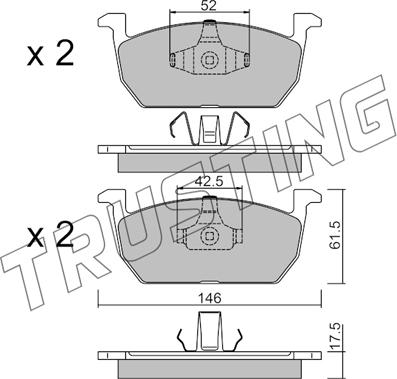 Trusting 1214.0 - Тормозные колодки, дисковые, комплект autospares.lv