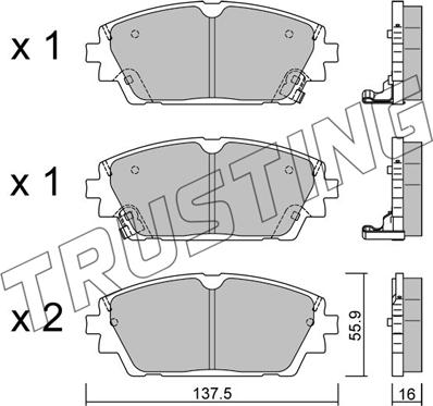 Trusting 1237.0 - Тормозные колодки, дисковые, комплект autospares.lv