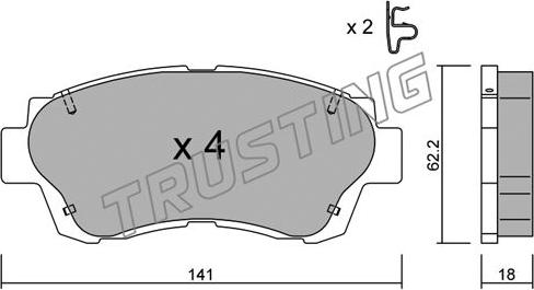 Trusting 170.0 - Тормозные колодки, дисковые, комплект autospares.lv