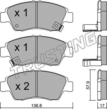 Trusting 178.0 - Тормозные колодки, дисковые, комплект autospares.lv