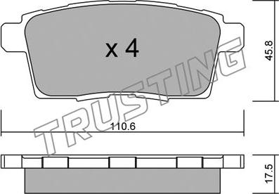 Trusting 890.0 - Тормозные колодки, дисковые, комплект autospares.lv