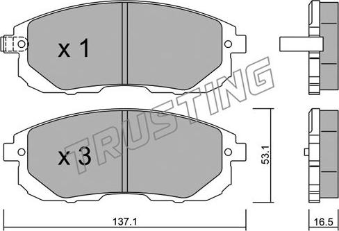 Trusting 893.0 - Тормозные колодки, дисковые, комплект autospares.lv