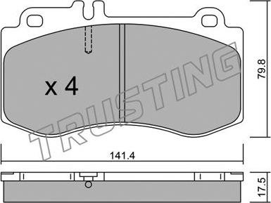 Trusting 844.0 - Тормозные колодки, дисковые, комплект autospares.lv