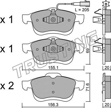 Trusting 840.0 - Тормозные колодки, дисковые, комплект autospares.lv