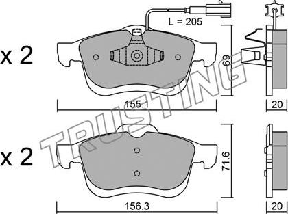 Trusting 840.1 - Тормозные колодки, дисковые, комплект autospares.lv