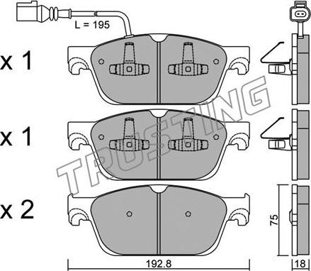 Trusting 848.0 - Тормозные колодки, дисковые, комплект autospares.lv