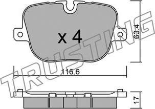 Trusting 854.0 - Тормозные колодки, дисковые, комплект autospares.lv