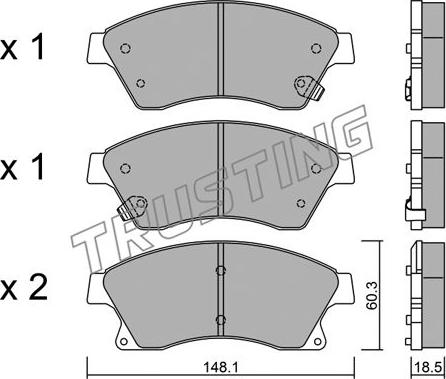 Trusting 855.0 - Тормозные колодки, дисковые, комплект autospares.lv