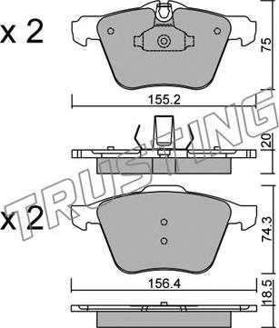 Trusting 852.0 - Тормозные колодки, дисковые, комплект autospares.lv