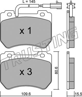 Trusting 865.0 - Тормозные колодки, дисковые, комплект autospares.lv