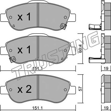 Trusting 805.0 - Тормозные колодки, дисковые, комплект autospares.lv