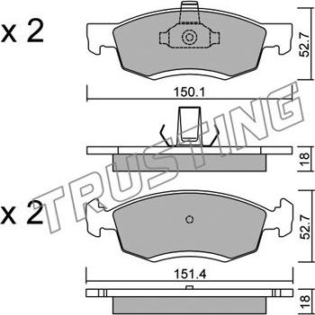 Trusting 818.0 - Тормозные колодки, дисковые, комплект autospares.lv