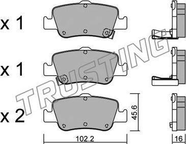 Trusting 812.0 - Тормозные колодки, дисковые, комплект autospares.lv