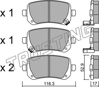 Trusting 881.0 - Тормозные колодки, дисковые, комплект autospares.lv