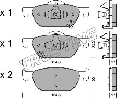 Trusting 883.0 - Тормозные колодки, дисковые, комплект autospares.lv