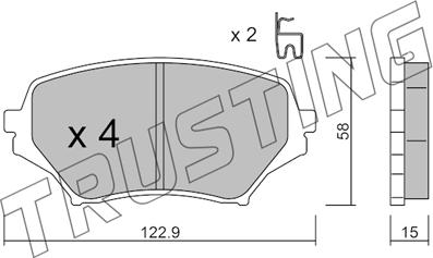 Trusting 887.0 - Тормозные колодки, дисковые, комплект autospares.lv