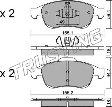 Trusting 833.0 - Тормозные колодки, дисковые, комплект autospares.lv