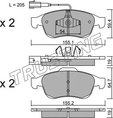 Trusting 833.1 - Тормозные колодки, дисковые, комплект autospares.lv