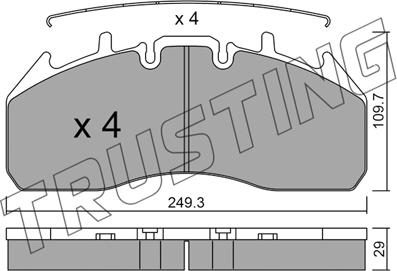 Trusting 825.0 - Тормозные колодки, дисковые, комплект autospares.lv