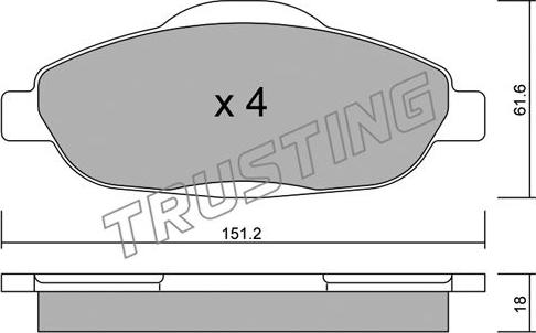 Trusting 820.0 - Тормозные колодки, дисковые, комплект autospares.lv