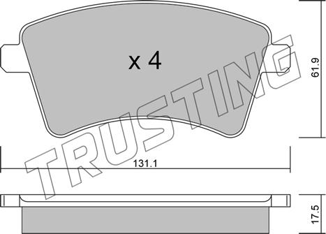 Trusting 828.2 - Тормозные колодки, дисковые, комплект autospares.lv