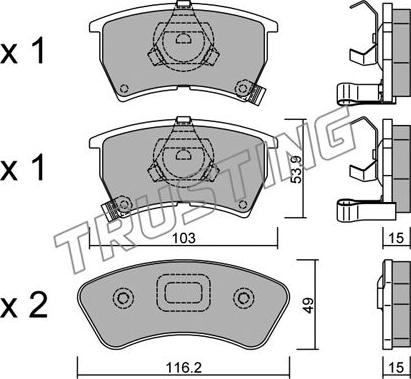 Trusting 395.0 - Тормозные колодки, дисковые, комплект autospares.lv