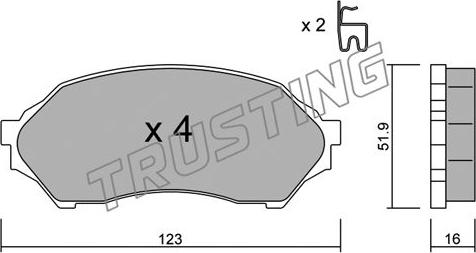 Trusting 396.0 - Тормозные колодки, дисковые, комплект autospares.lv
