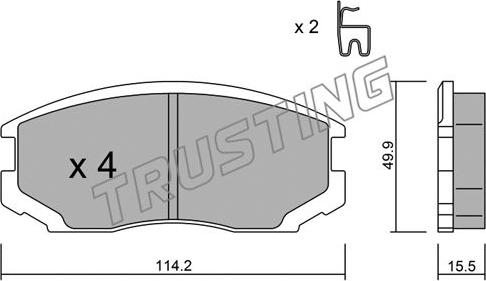 Trusting 391.0 - Тормозные колодки, дисковые, комплект autospares.lv