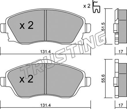 Trusting 349.0 - Тормозные колодки, дисковые, комплект autospares.lv