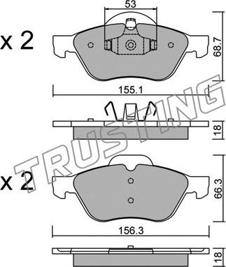 Trusting 344.0 - Тормозные колодки, дисковые, комплект autospares.lv