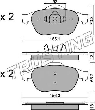 Trusting 345.0 - Тормозные колодки, дисковые, комплект autospares.lv