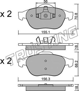 Trusting 345.1 - Тормозные колодки, дисковые, комплект autospares.lv