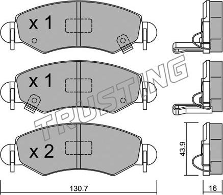 Trusting 348.1 - Тормозные колодки, дисковые, комплект autospares.lv