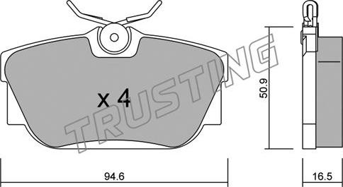 Trusting 355.0 - Тормозные колодки, дисковые, комплект autospares.lv