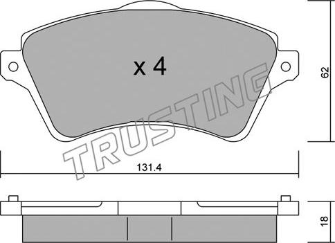 Trusting 358.0 - Тормозные колодки, дисковые, комплект autospares.lv