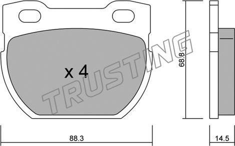 Trusting 363.0 - Тормозные колодки, дисковые, комплект autospares.lv