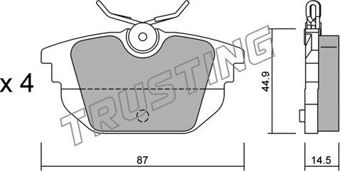 Trusting 308.0 - Тормозные колодки, дисковые, комплект autospares.lv