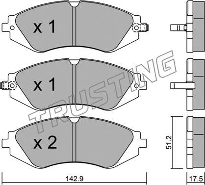 Trusting 303.0 - Тормозные колодки, дисковые, комплект autospares.lv