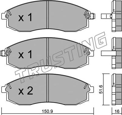 Trusting 315.1 - Тормозные колодки, дисковые, комплект autospares.lv