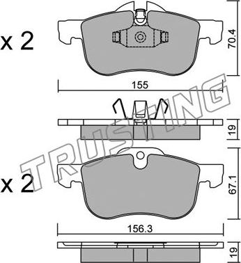 Trusting 316.0 - Тормозные колодки, дисковые, комплект autospares.lv