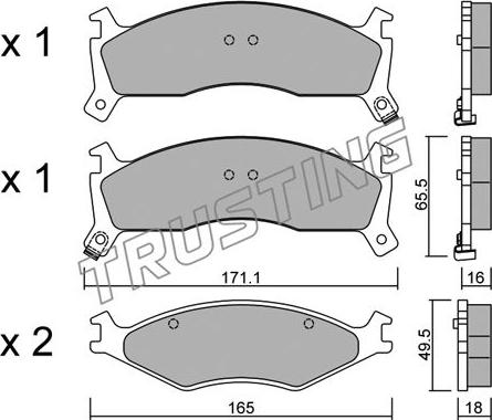 Trusting 384.0 - Тормозные колодки, дисковые, комплект autospares.lv