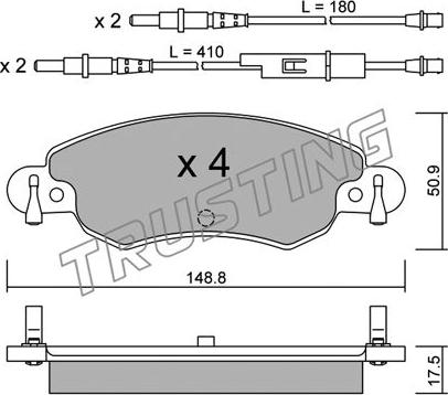 Trusting 339.0 - Тормозные колодки, дисковые, комплект autospares.lv