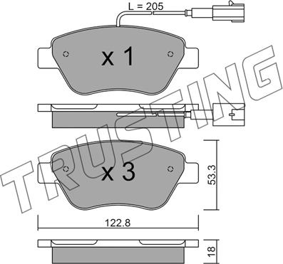 Trusting 330.0 - Тормозные колодки, дисковые, комплект autospares.lv