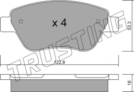 Trusting 330.1 - Тормозные колодки, дисковые, комплект autospares.lv