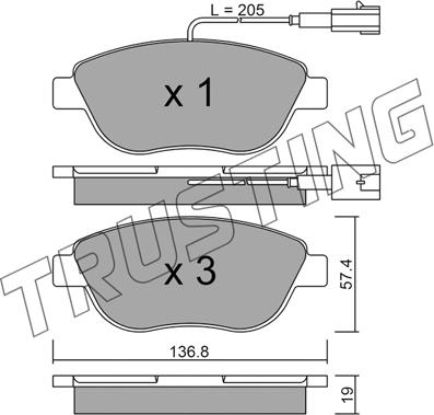 Trusting 331.0 - Тормозные колодки, дисковые, комплект autospares.lv