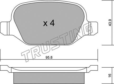 Trusting 333.1 - Тормозные колодки, дисковые, комплект autospares.lv