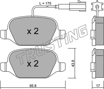 Trusting 333.2 - Тормозные колодки, дисковые, комплект autospares.lv